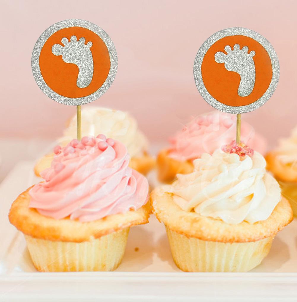 Дарлинг Сувенир| Блеск Baby Foot Baby Shower Toppers для капкейков | Десертные украшения - упаковка