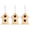 3Pcs Innovative Outdoor Wooden Bird House Nesting Cage Ornament for Garden Decoration