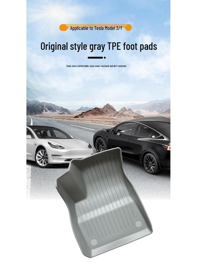 Tesla Model Y/3 Custom Double-Layer Gray Floor Mats Model 3 TPE Accessories