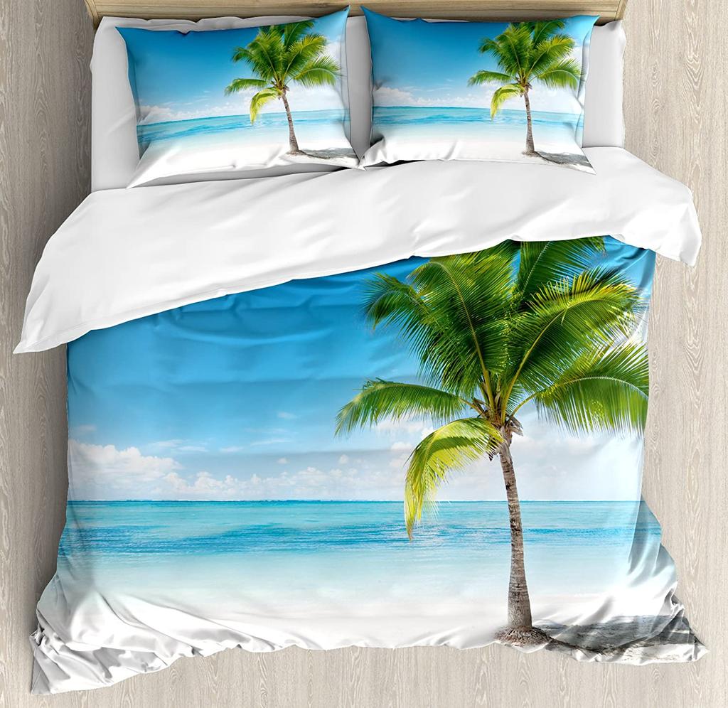 Beach Boat Houses Printed Comfort Duvet Cover Pillow Case Home Textile Quilt Cover Boy Kid Teen Girl Luxury 3pcs Bedding Set