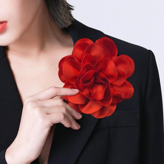 Французский стиль, брошь с большим цветком, гладкая атласная булавка с цветочным принтом, изысканная булавка для лацкана, женский и мужской аксессуар для званого ужина
