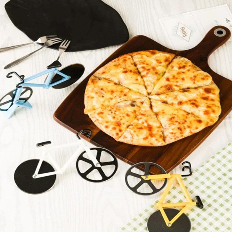 Нержавеющая сталь велосипедный резак для пиццы велосипед двойной слайсер измельчитель домашняя кухня