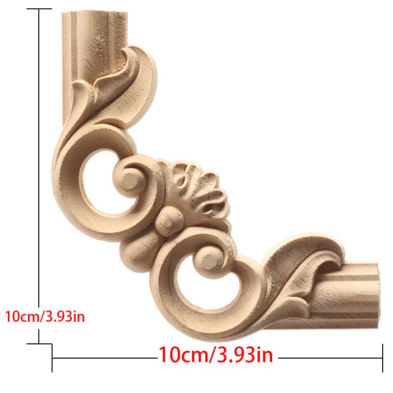 1Pc Chinese Carving Solid Wood Appliques For Furniture Cabinet Unpainted Wooden Mouldings Decal Vintage Home Decor Decorative