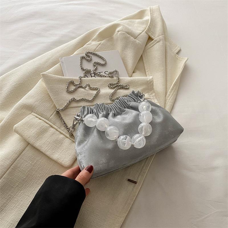 Модная нежная плиссированная сумка с бусинами в иностранном стиле, весенне-летняя универсальная сумка-мессенджер, женская сумка Tide