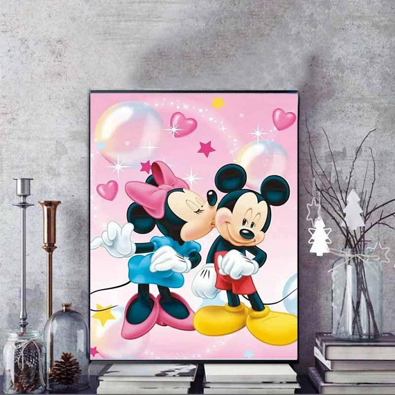 Disney Алмазная живопись Микки и Минни целуются Тема Иллюстрация Милый DIY Мозаика из страз Набор для вышивания крестиком Вышивка Подарок, Декор для дома
