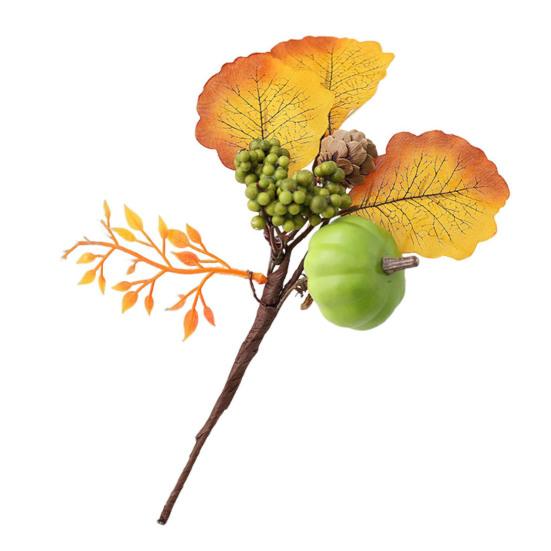 Хэллоуин Искусственные Тыквенные Ветки Искусственный Осенний Тыквенный Букет Поддельные Тыквенные Ветки с Листьями Клена для Осенней Цветочной Композиции Настольное Центральное Украшение