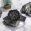 Armani Exchange Кварцевые часы Кожаный ремешок Черный циферблат Модные Крутые Трехглазый Хронограф Календарь Черный Воин Часы Мужские часы AX2098
