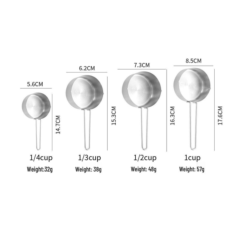 Набор мерных чашек и ложек из нержавеющей стали для кофе, приправ, выпечки - набор из 4 или 8 предметов.