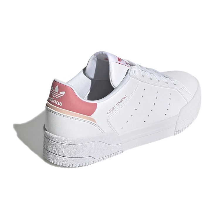 Adidas Court Tourino J White Hazy Rose Kids Sneakers Footwear-White H00765