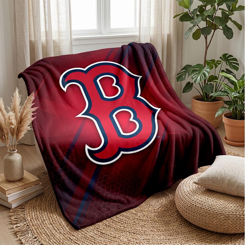 Boston Red Sox Flannel Fleece Blanket Cozy Warm Throw Blanket For Couch Bed Travel All Season Use