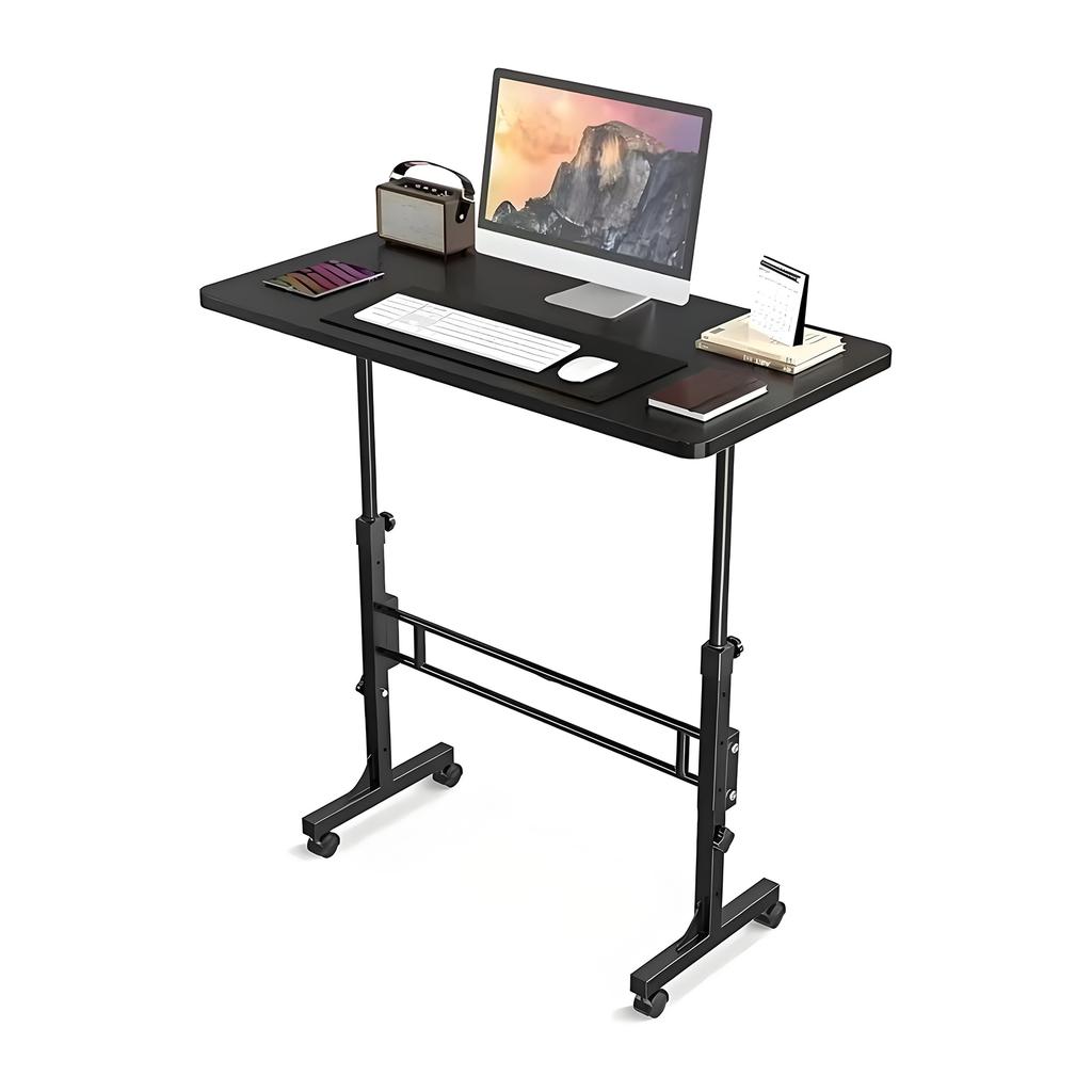 Mobile Stand Up Laptop Desk 16x31.5In 70-110cm Adjustable Height 4 Lockable Wheels 10KG Bearing for Home Office