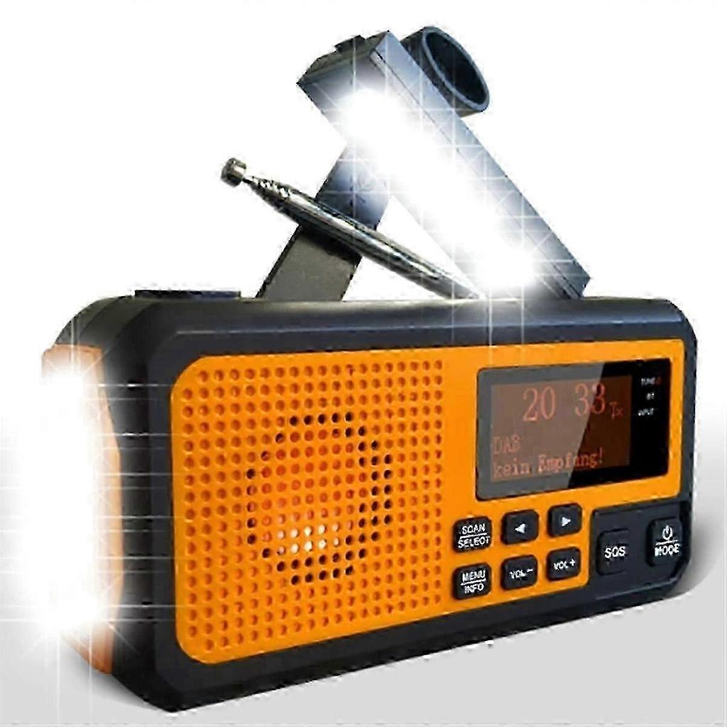 DAB373BT Crank Radio +FM BT Emergency Radio with 5000 MAh Battery Solar with Alarm Clock Blackout E 0619 SZRH A-X