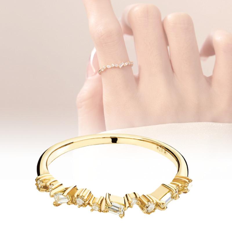 Элегантное геометрическое кольцо с цирконами, покрытое 18-каратным золотом, для женщин. Потрясающее обручальное украшение