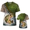 Мужская модная удобная дышащая футболка с 3D-принтом Bass Fishing, новая повседневная футболка с коротким рукавом и круглым вырезом на весну и лето, мужская одежда