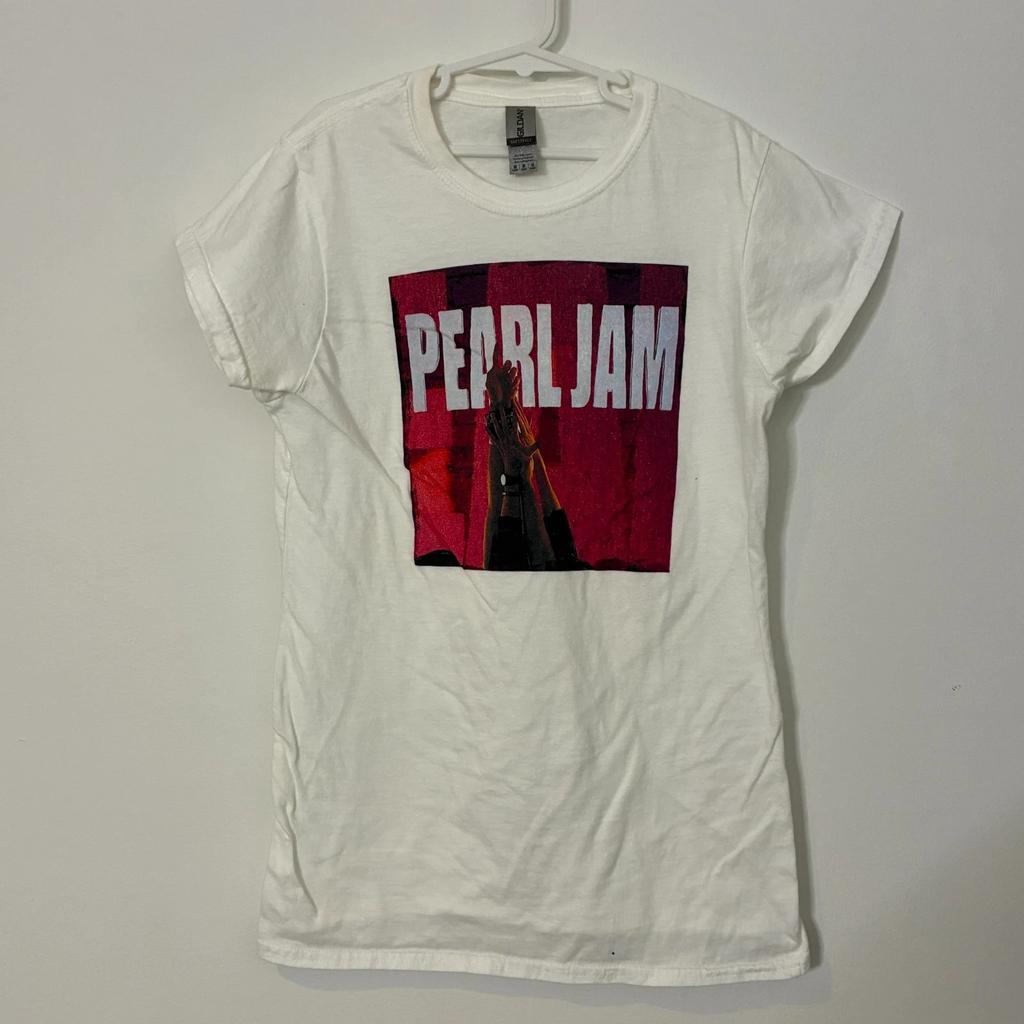 Женская футболка Pearl Jam, размер Medium, белая, с надписью 'Ten', гранж, рок-группа