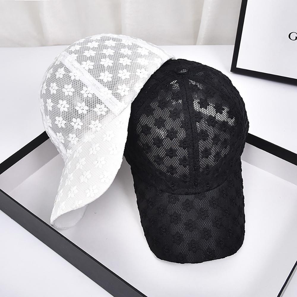 Breathable Casual Korean Hip Hop Outdoor Girls Visors Cap Lace Flower Baseball Cap Mesh Hat