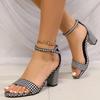 Модная обувь для женщин 2025 Новые сандалии женские с ремешком и пряжкой Модные сандалии с открытым носком для офиса и карьеры Летние сандалии на каблуке Sandalias Mujer