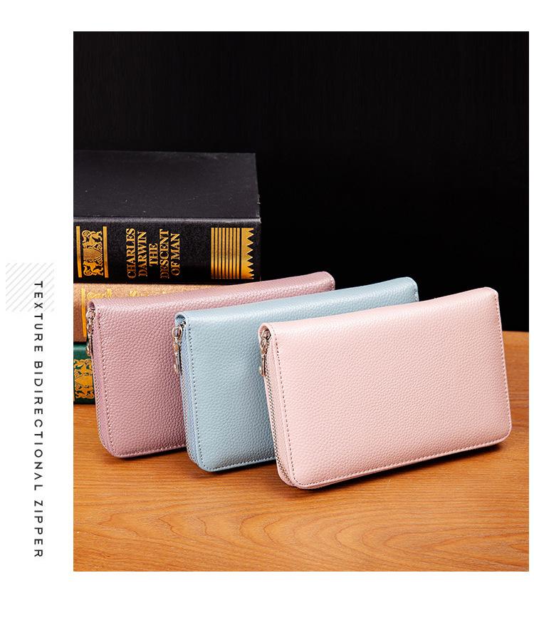 RFID Long Wallet: Top Grain Cowhide Passport & Document Holder with Zipper Phone Pouch for Men & Women