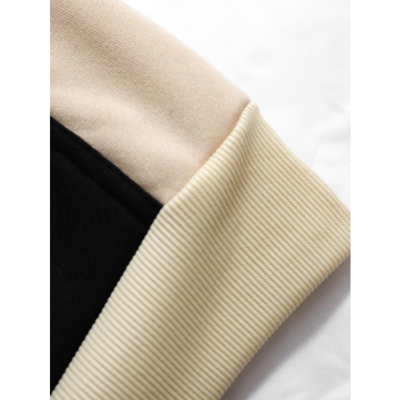 Men S Color Block Thick Hooded Pullover Sweatshirt