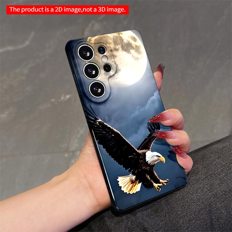 2DFlat Samsung phone case Bald Eagle Soaring Under Full Moon Applicable to Galaxy S23 S24 S25ULTRA S26 A12 A14 A15 A16 A54 A55