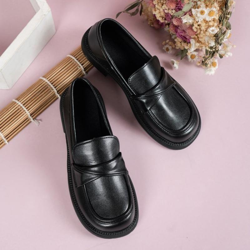Fashion Butterfly Buckle Pu Leather Loafers Women British Style Black Low Heels Work Shoes Ladies 2025 Spring Slip On Casual