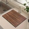 1Pcs Rubber Drying Mat With Wood Grain Pattern For Coffee Shop Restaurant Kitchen Carpet Tableware Durable Diatom Mud Table Mat Pet Mat Coffeeware