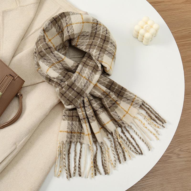 Luxury Brand Cashmere Women Plaid Scarf Winter Warm Shawl and Wrap Bandana Pashmina Female Foulard Square Thick Blanket Poncho