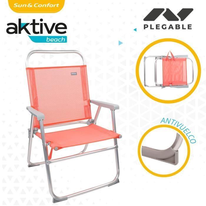 Chaise pliante - Aktive - Beach - Aluminium - Corail - 1 place