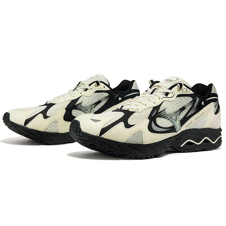 Mizuno Wave Solar Удобная ткань Синтетическая кожа Амортизация Поддержка Низкий верх Повседневные Кроссовки для бега Унисекс Кроссовки Светло-белые D1GH213506