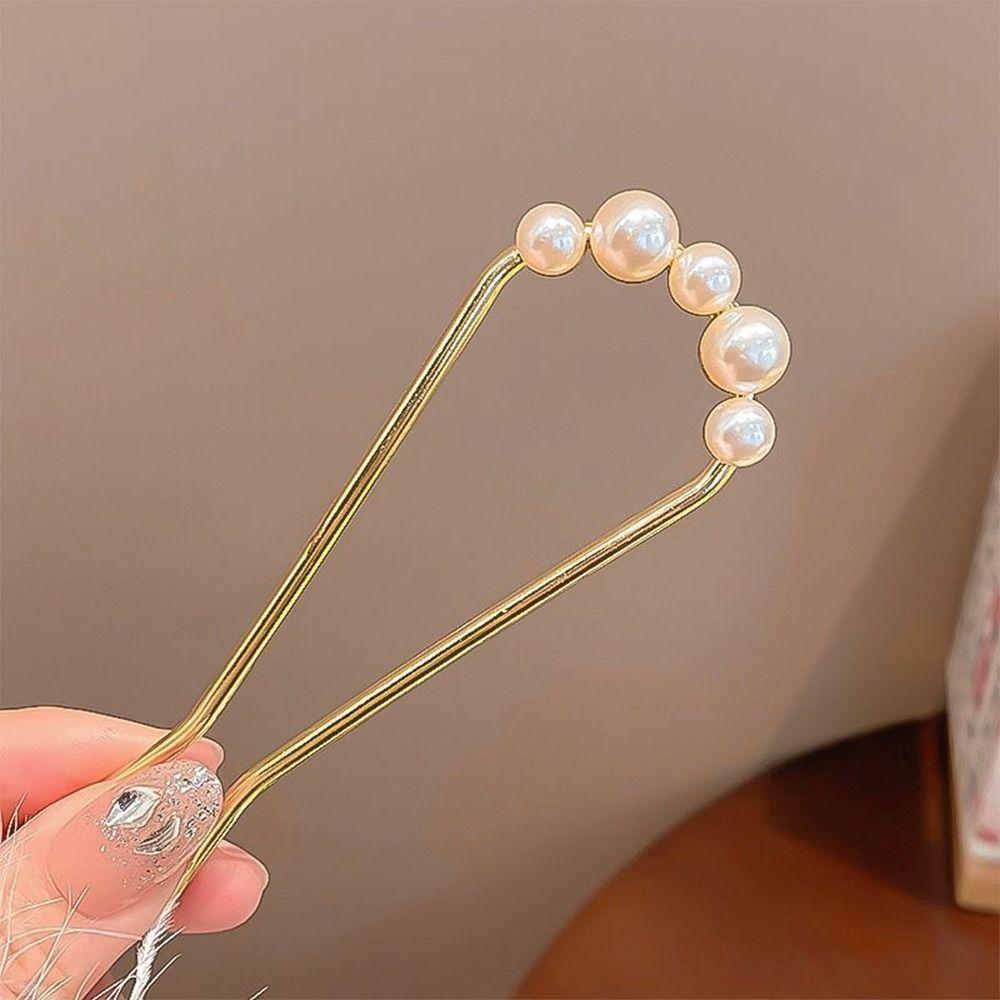 U-shaped Pearl Hairpin Headdress U-shaped Hairpin New Pearl Pendant HairClip Women Girl