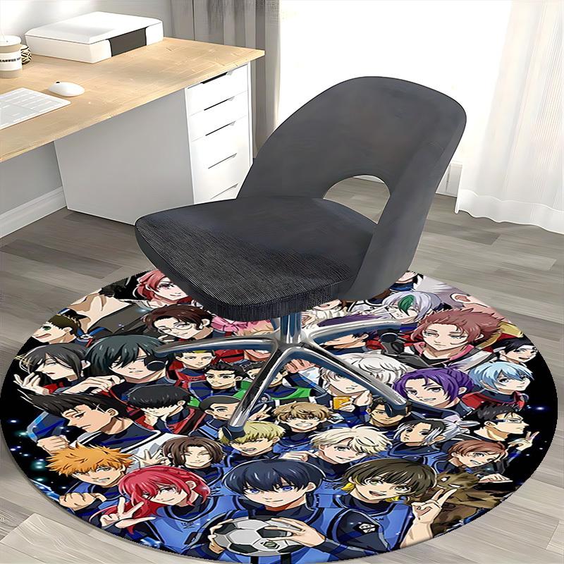 1pc Anime Characters Round Carpet - Office Chair Mat, Non-Slip Rug for Anime Lovers - Decorative Floor Covering for Home