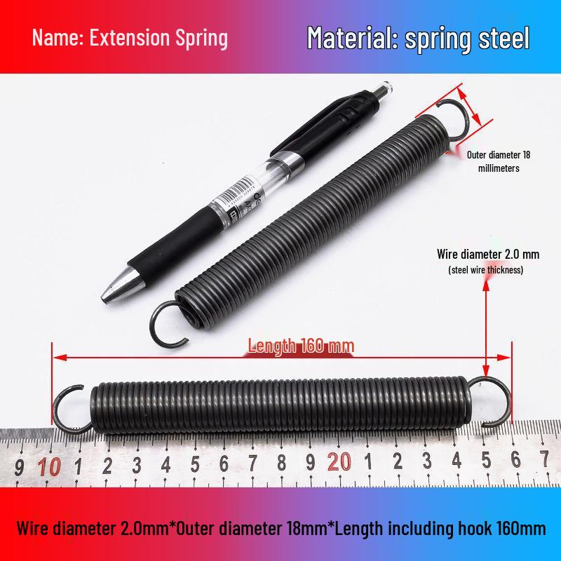 Желтая пружина растяжения из пружинной стали с крюком для удлинителя электрического вилочного погрузчика, наружный диаметр 12-22 мм, проволока 2,0 мм, высокая сила растяжения