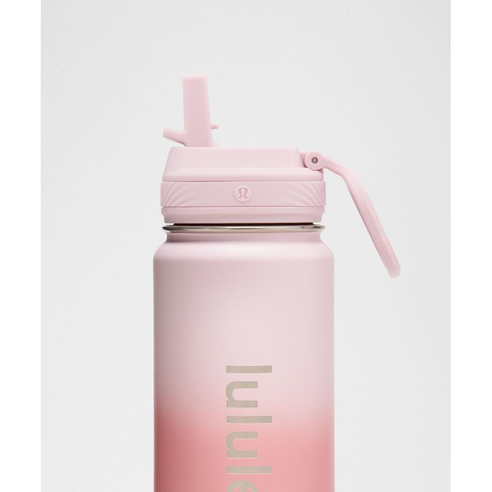 Lululemon Back To Life Sport Bottle 24oz  Straw Lid Blissful Pink Deco Pink Wine Berry