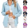 2024 Autumn/Winter New Solid Color Collar Button Pocket Loose Long Sleeve Shirt For Women