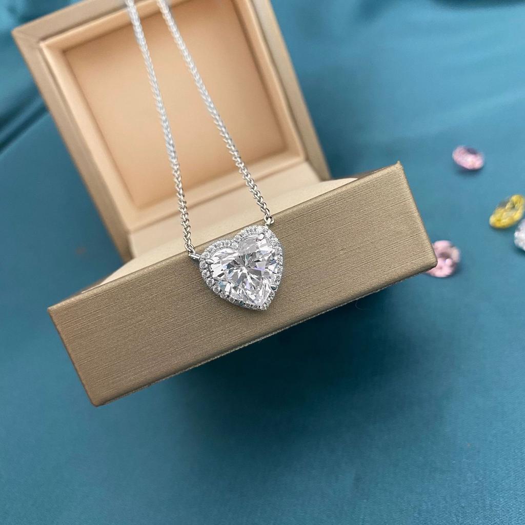 Gica Gema Высокоуглеродистые бриллиантовые ожерелья из стерлингового серебра 925 пробы, кулон в форме сердца, уникальный дизайн, романтические ювелирные украшения, подарки для свадебной вечеринки, новая тенденция