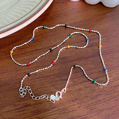 Корейское ожерелье Rainbow Bean для женщин, летнее ошейник-цепочка, легкая роскошь, маленький год, новый тренд