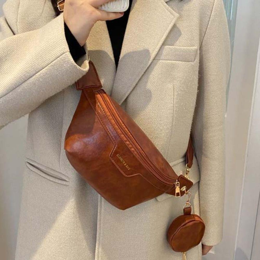 Сумки на пояс Pu Нагрудная сумка Полумесяц с кошельком Crossbody Поясная сумка Большая вместимость Корейский стиль Поясная сумка для бега Студенческое качество