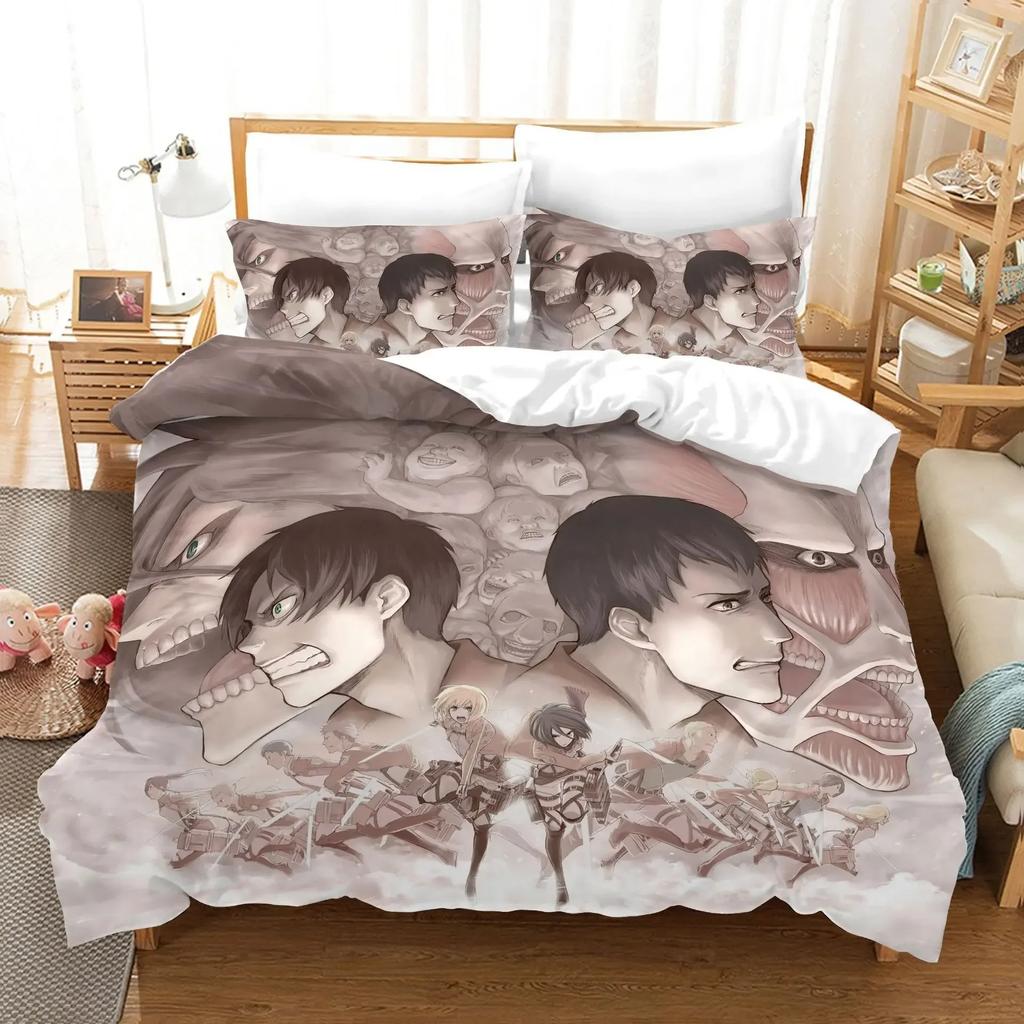 3D Attack On Titan Bedding Set Single Twin Full Queen King Size Attack On Titan Bed Set Children Kid Bedroom Duvet Cover Sets