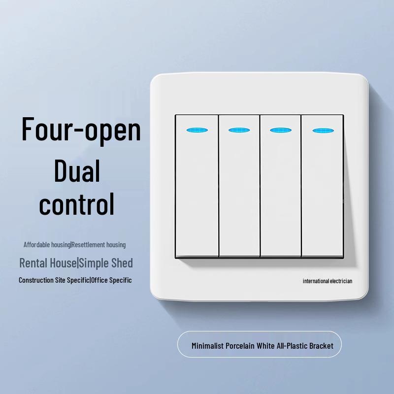 International Electric 1-Gang 4-Way Wall Switch Panel with Triple Button for Bedside Lamp