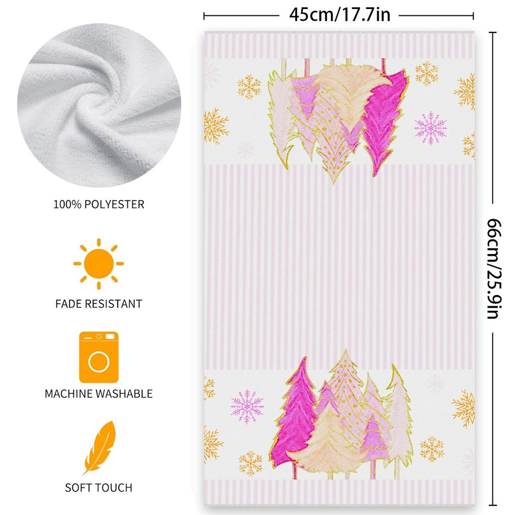 Cross-border Hot-selling Dish Towels, Christmas Pine Tree Decorative Hand Towels, Snowflake Series, Winter Microfiber Kitchen Towels
