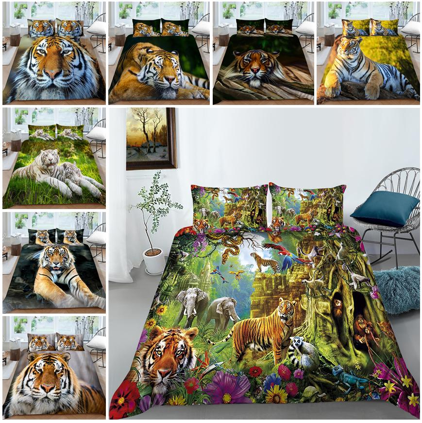 Пододеяльник с 3D рисунком тигра, домашний комплект постельного белья, AU, полноразмерный одинарный/двойной домашний декор