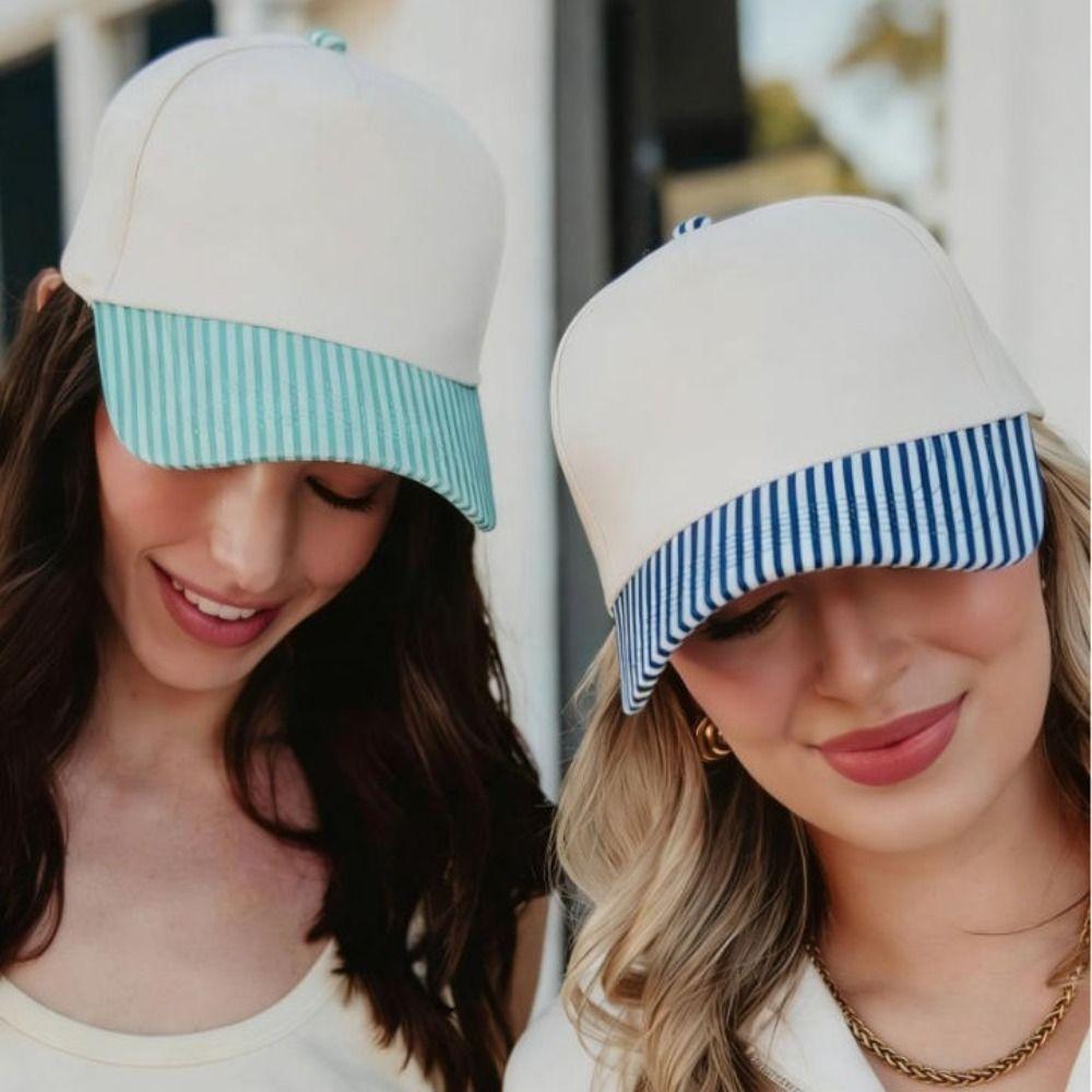 Creative Striped Baseball Hat Hip Hop Printed Peaked Cap Polka Dot Baseball Cap Girl