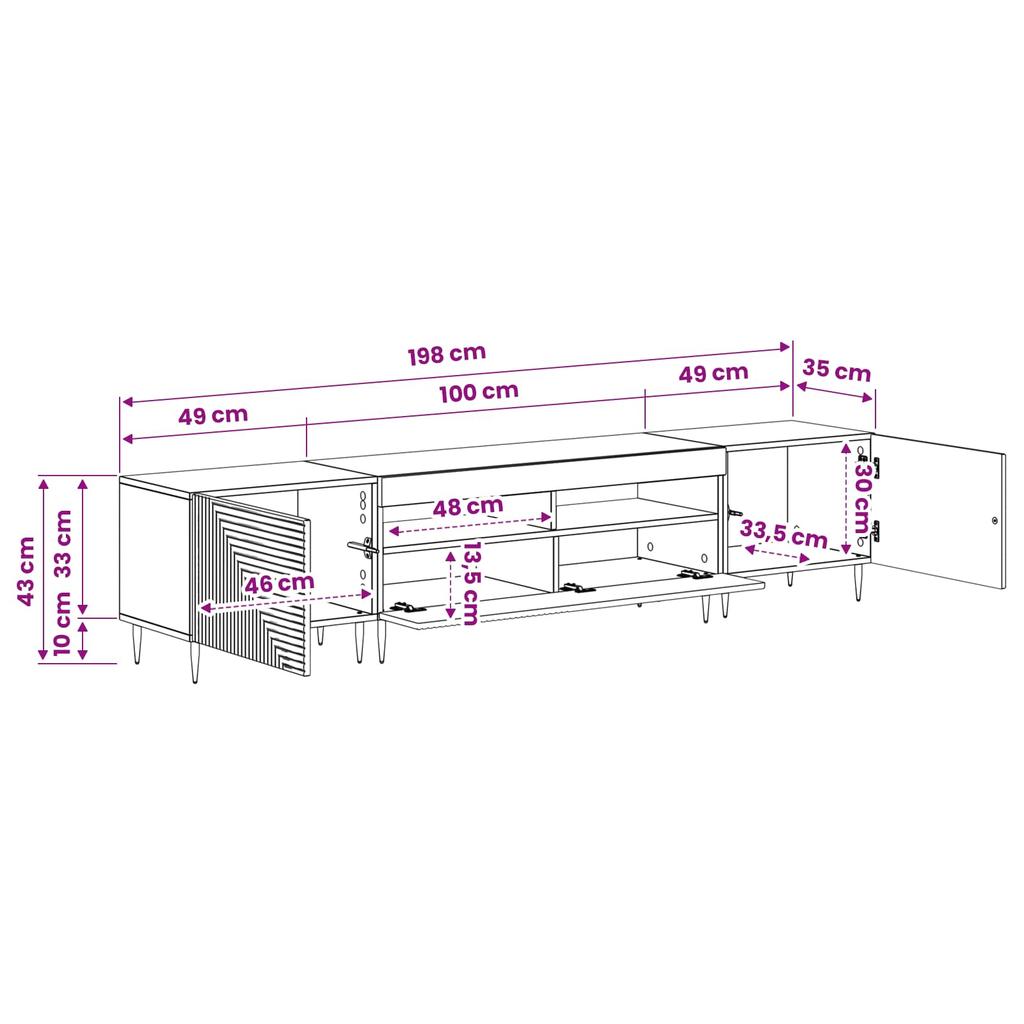 3 piece Glossy White Wood based LED TV Cabinet Set