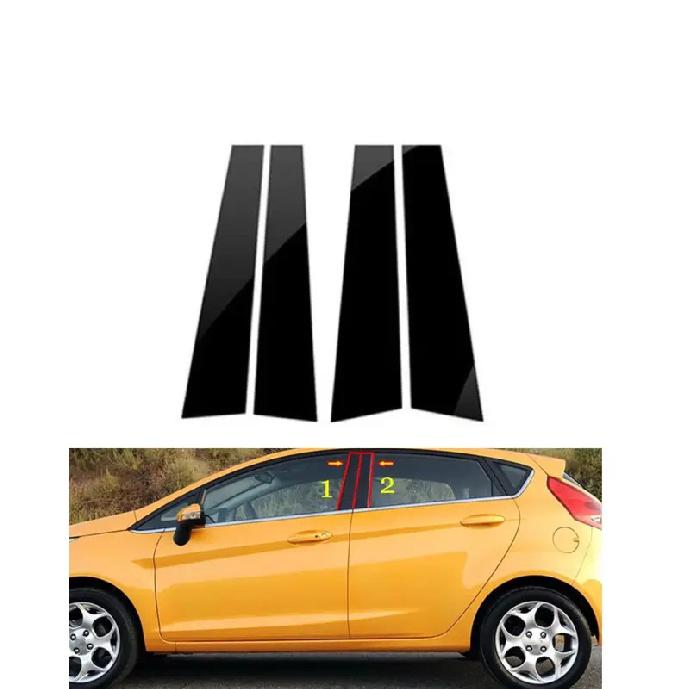 4PCS Polished Pillar Posts Fit For Ford Fiesta 5 doors 2011 2012 2013 2014 2015 2016 Window Door Pillar Post Cover Trim