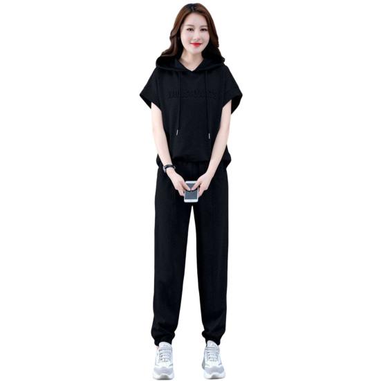 2 шт./компл. женские брюки с капюшоном, повседневный комплект с эластичной резинкой на талии, сплошной цвет, с капюшоном на шнурке, спортивные свободные карманы, верхние брюки больших размеров, костюм женской одежды