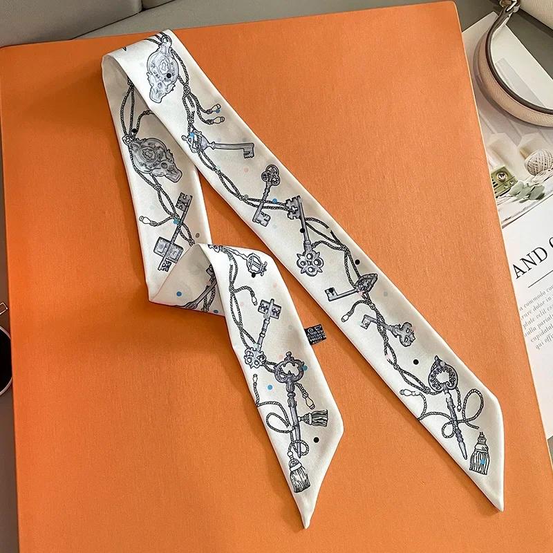 Женский узкий тонкий шарф с принтом лошади, длинный ленточный шарф, ручка для сумки, многофункциональный декоративный шейный платок, резинка для волос