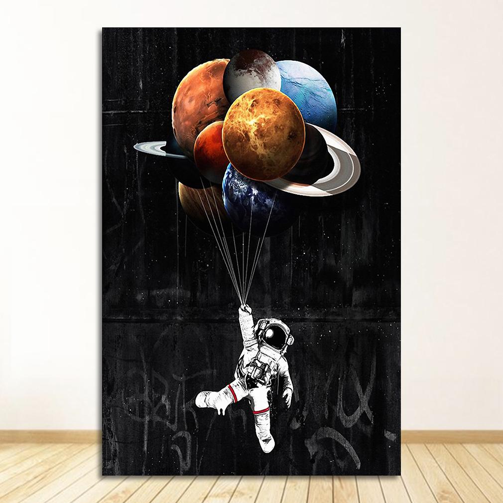 Astronaut Relaxing On Outer Space Moon Drinking Beer Wall Pictures HD Printed Posters for Living Room Funny Canvas Paintings
