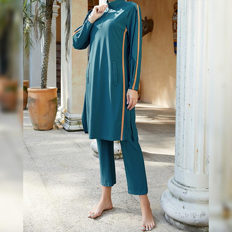 Женский исламский мусульманский купальный костюм, скромный исламский купальник с длинным рукавом, летний арабский пляжный бикини с полным покрытием, купальный костюм S-XL