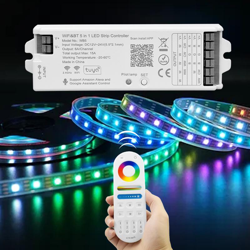 Умный светодиодный контроллер для дома WB5: Graffiti WiFi, Bluetooth, 5-в-1, 12-24 В, 2,4 ГГц РЧ