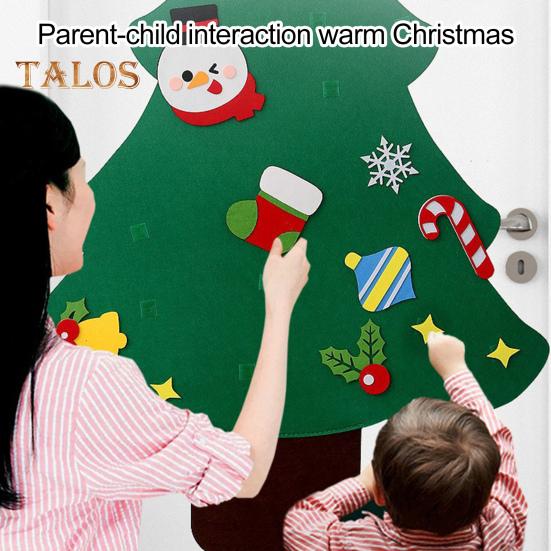 Войлочная новогодняя елка для малышей, светодиодная подсветка, набор для самостоятельной сборки новогодней елки с Санта-Клаусом, снеговиком, снежинкой, чулком
